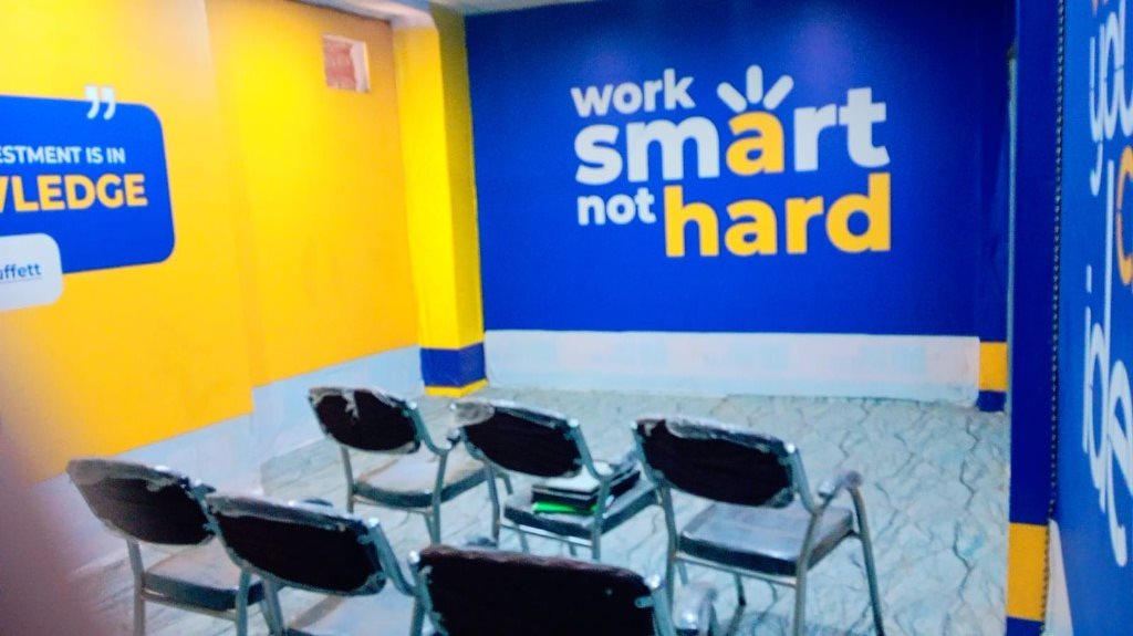 Classroom with work smart not hard wall