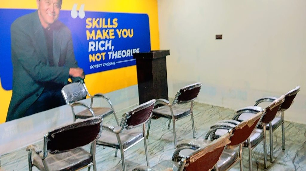 Seminar room with chairs and podium